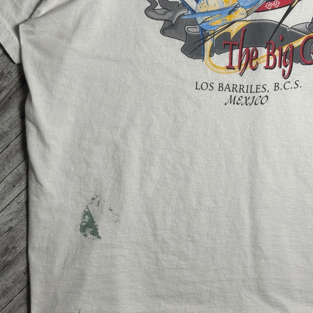 Vintage Hanes Heavyweight Marlin Sailfish Mexico Fishing T-Shirt Mens 2XL White - Picture 3 of 7